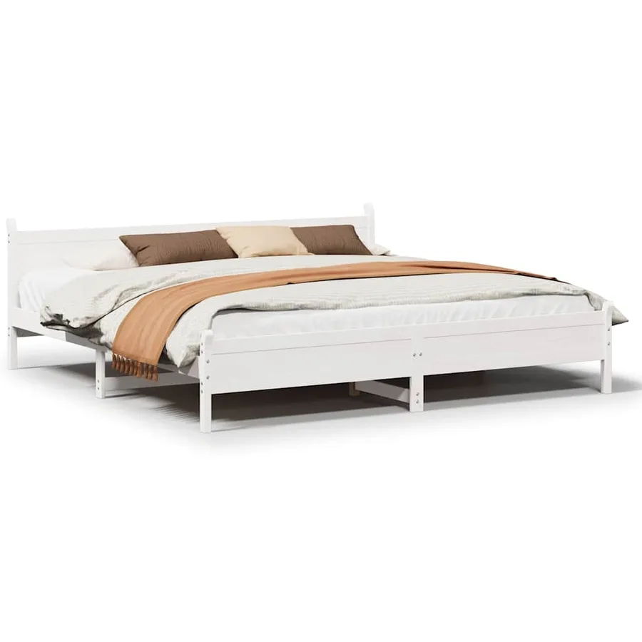 Cadre de lit sans matelas blanc 200x200 cm bois massif de pin - 2