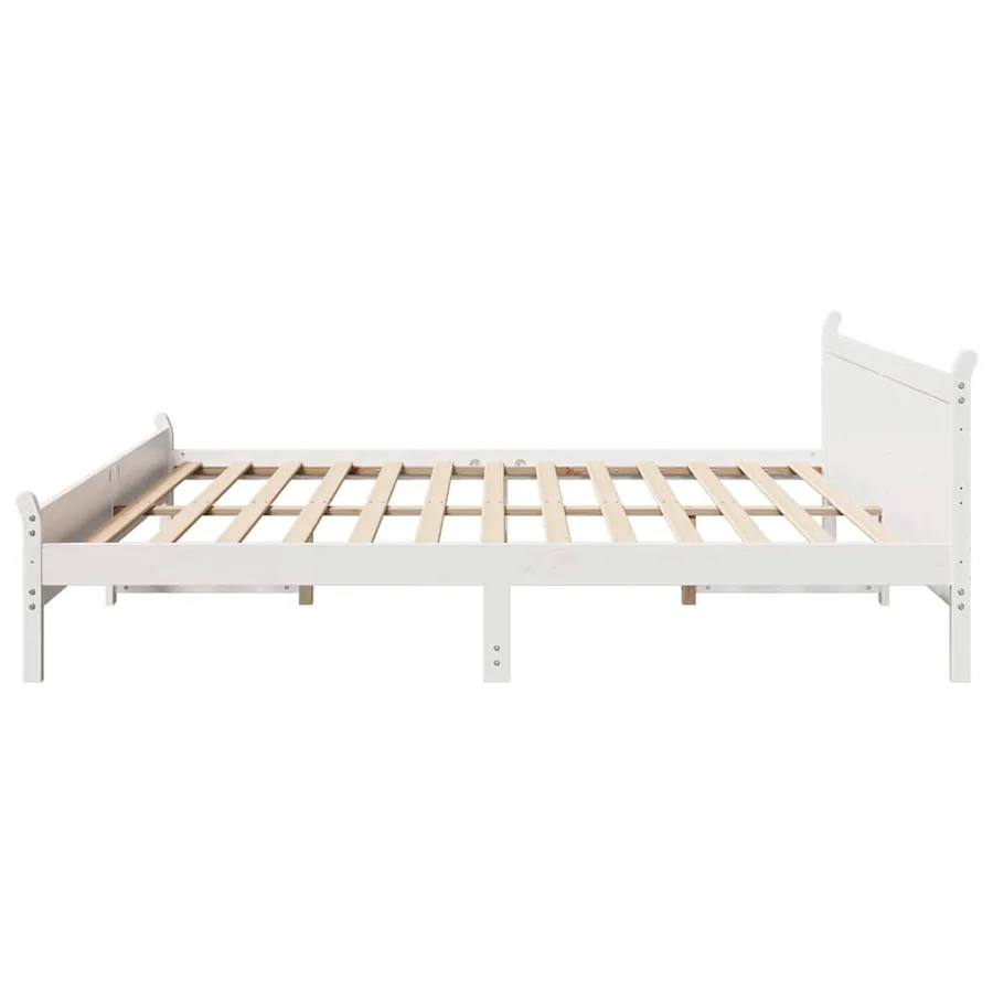 Cadre de lit sans matelas blanc 200x200 cm bois massif de pin - 5