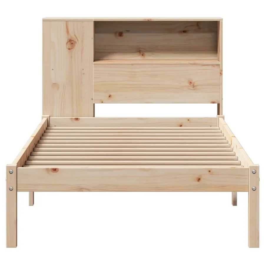 Lit bibliothèque sans matelas 75x190 cm bois de pin massif - 4
