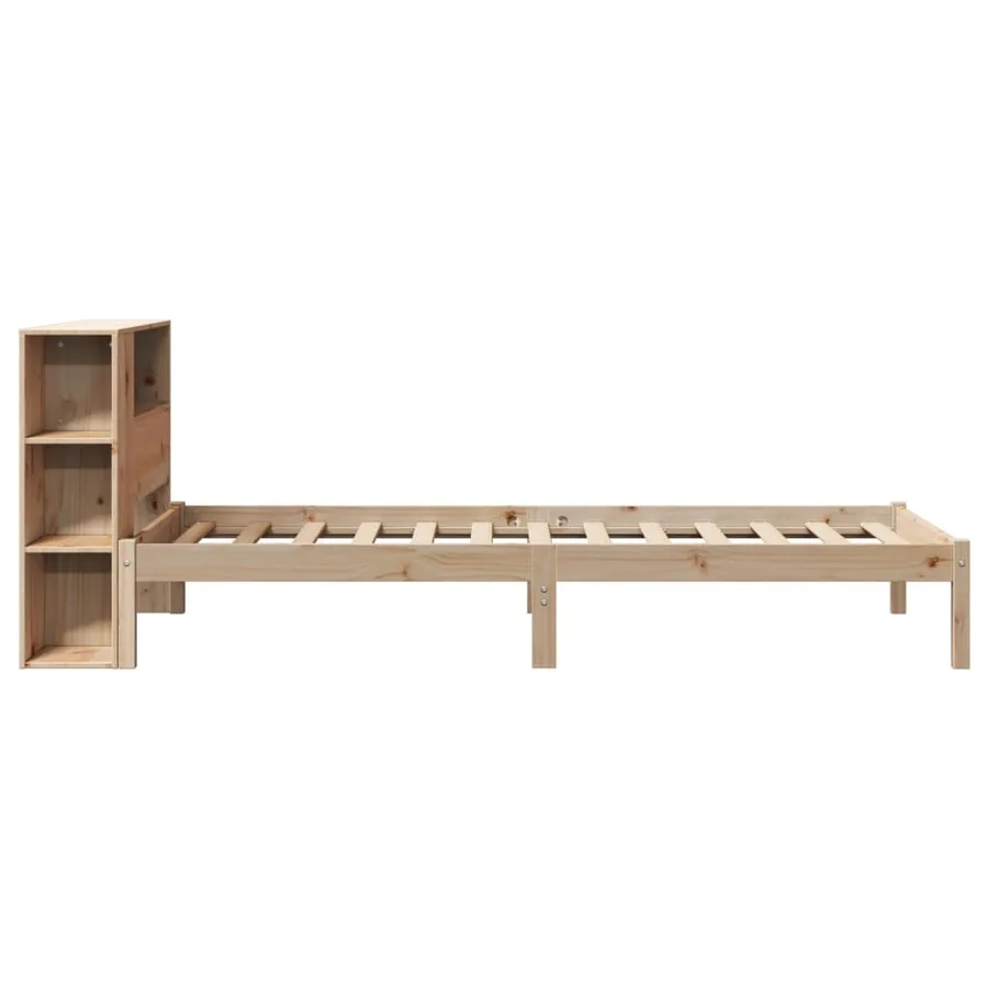 Lit bibliothèque sans matelas 75x190 cm bois de pin massif - 7