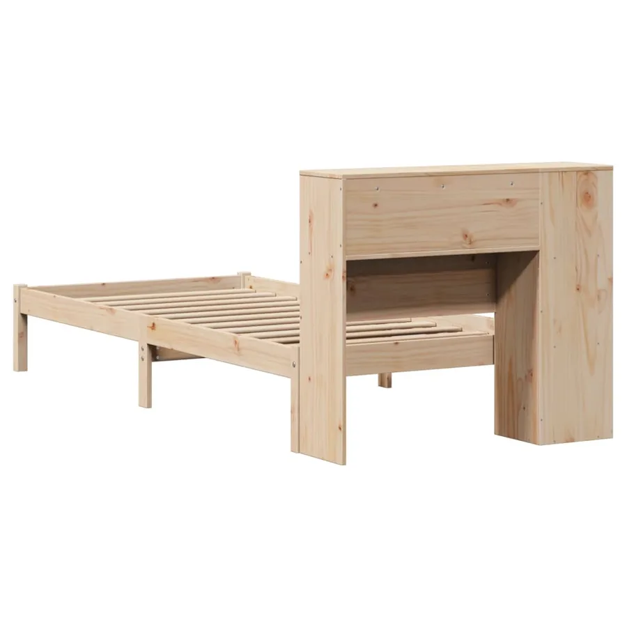 Lit bibliothèque sans matelas 75x190 cm bois de pin massif - 8