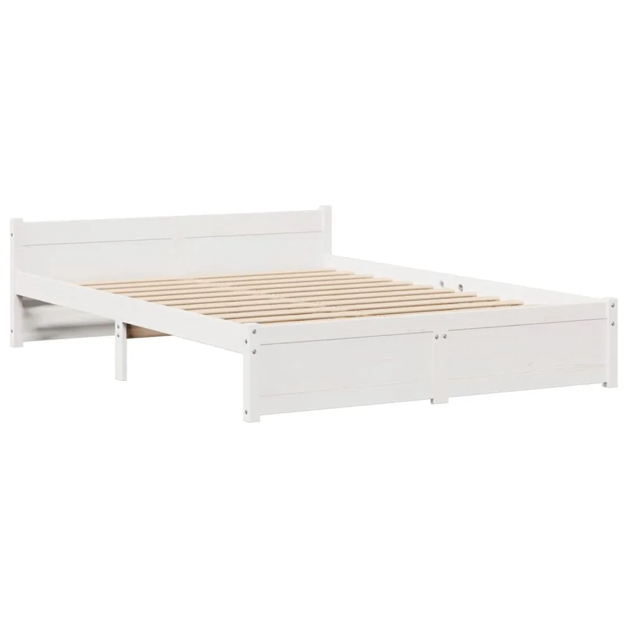 Lit bibliothèque sans matelas blanc 150x200 cm bois pin massif - 8