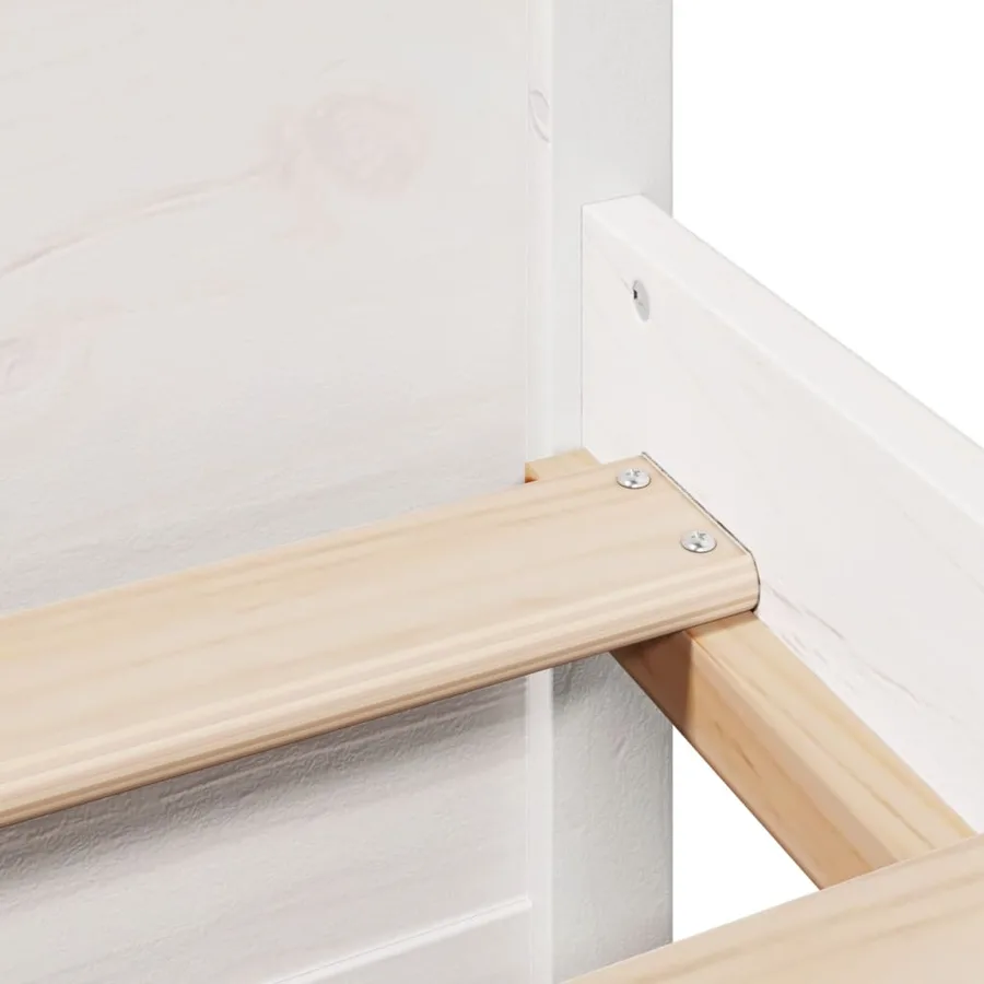 Lit bibliothèque sans matelas blanc 150x200 cm bois pin massif - 9