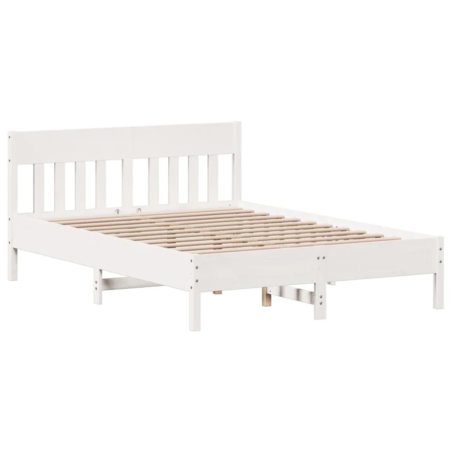 Lit bibliothèque sans matelas blanc 140x200 cm bois pin massif - 8