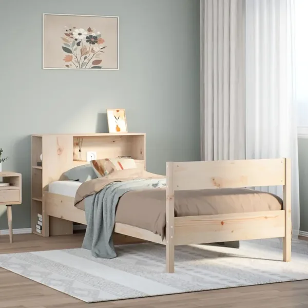 Lit bibliothèque sans matelas 75x190 cm bois de pin massif