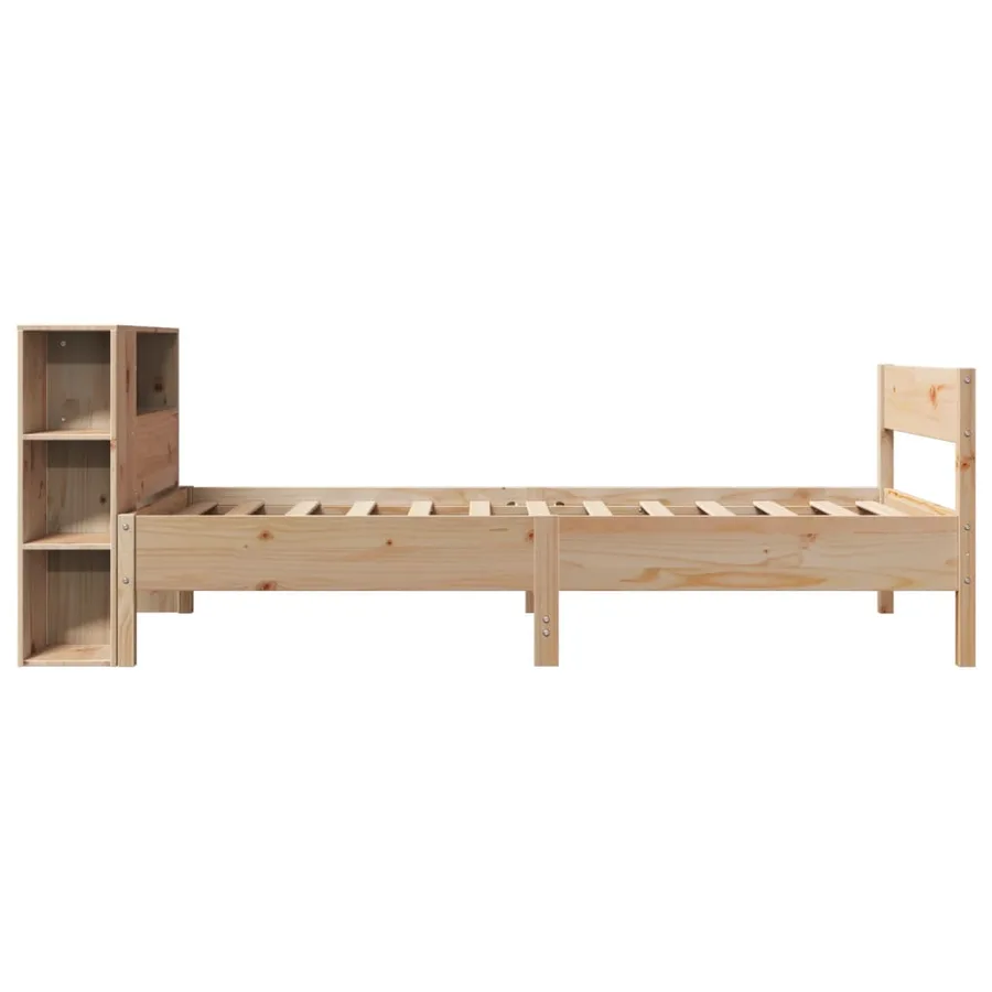Lit bibliothèque sans matelas 75x190 cm bois de pin massif - 5