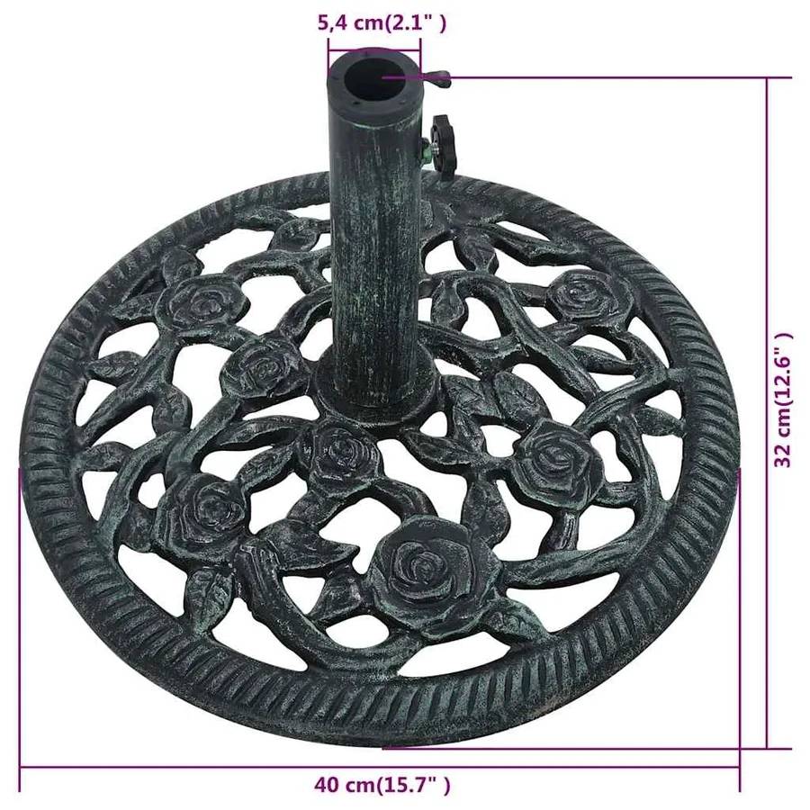 Socle de parasol Vert 9 kg 40 cm Fonte - 9
