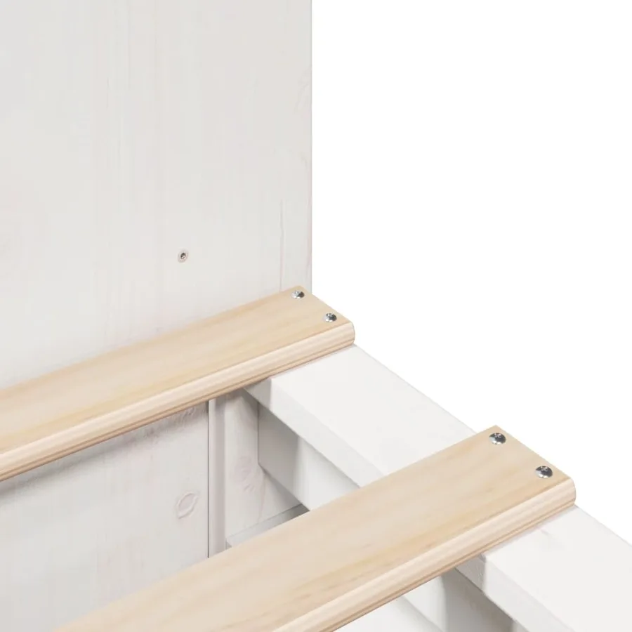 Lit bibliothèque sans matelas blanc 120x200 cm bois massif - 10