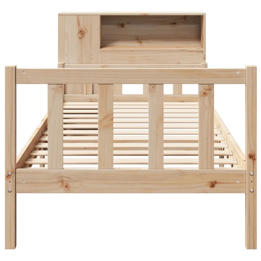 Lit bibliothèque sans matelas 75x190 cm bois de pin massif - 4