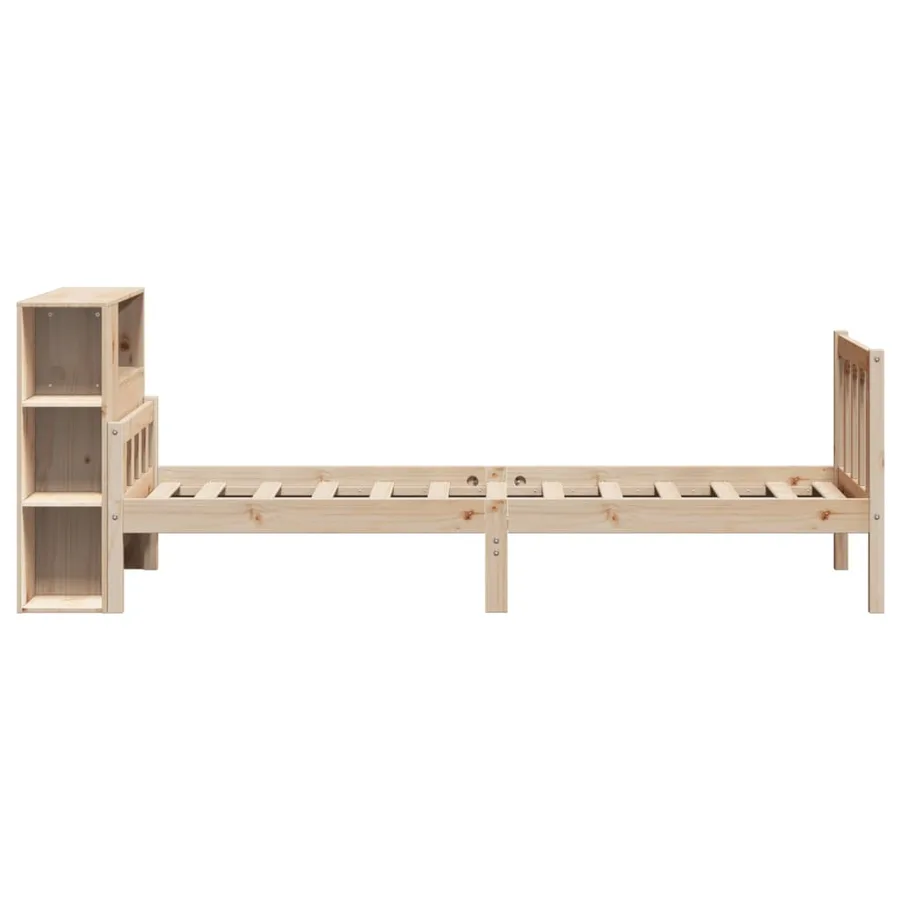Lit bibliothèque sans matelas 75x190 cm bois de pin massif - 5