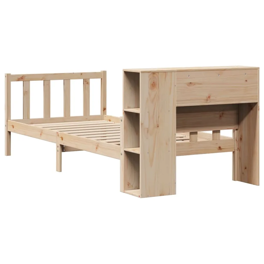 Lit bibliothèque sans matelas 75x190 cm bois de pin massif - 6