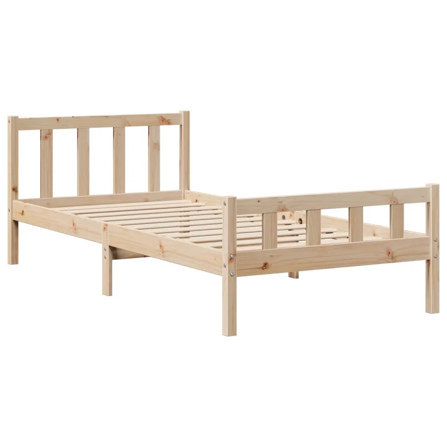 Lit bibliothèque sans matelas 75x190 cm bois de pin massif - 8