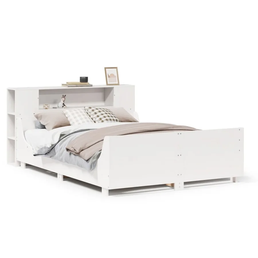 Cadre de lit sans matelas blanc 120x190 cm bois de pin massif - 2