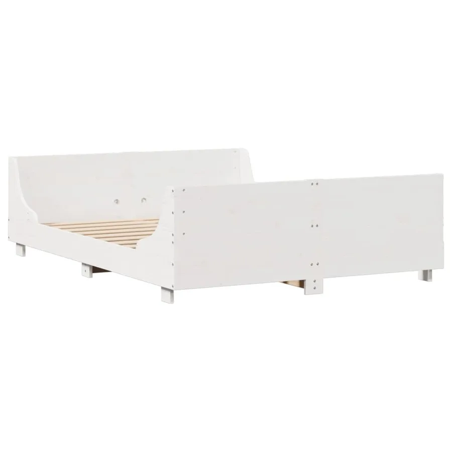 Cadre de lit sans matelas blanc 120x190 cm bois de pin massif - 5