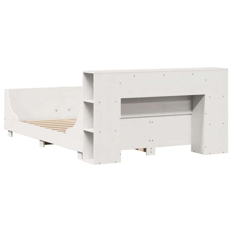 Cadre de lit sans matelas blanc 120x190 cm bois de pin massif - 8