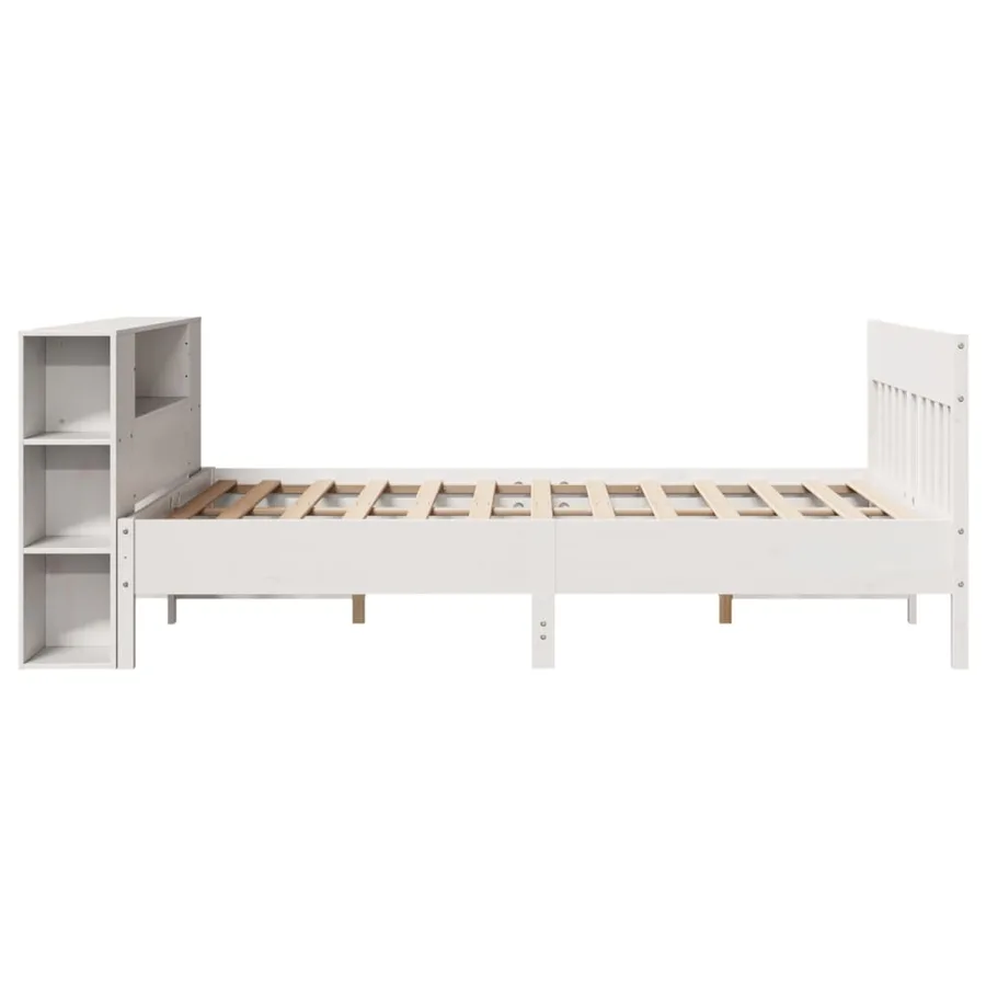 Lit bibliothèque sans matelas blanc 120x190 cm bois pin massif - 5
