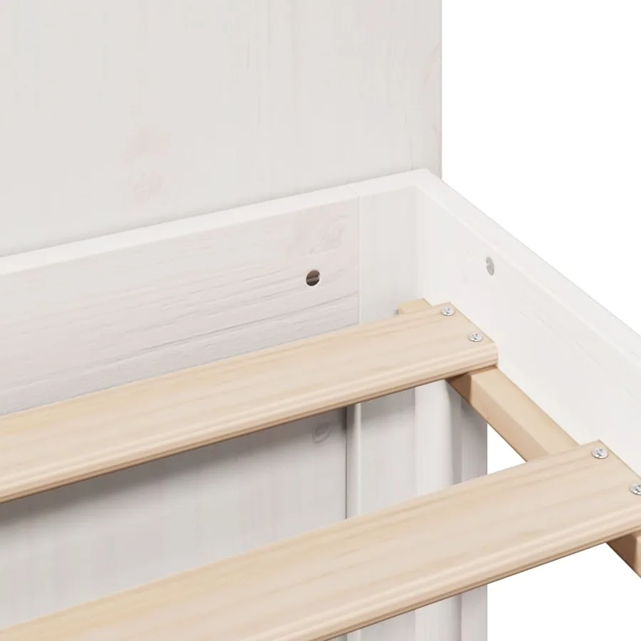 Lit bibliothèque sans matelas blanc 150x200 cm bois pin massif - 9