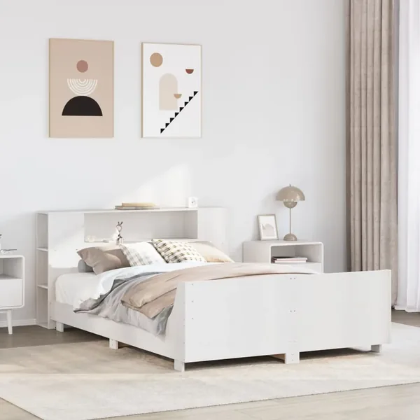 Cadre de lit sans matelas blanc 140x200 cm bois de pin massif