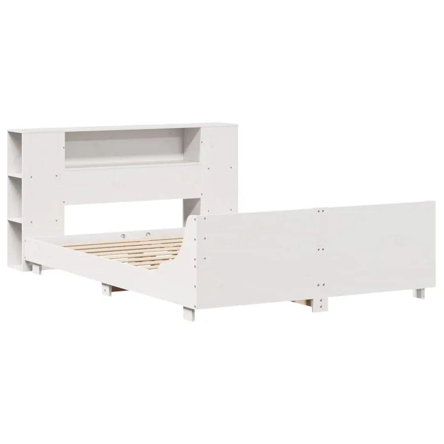 Cadre de lit sans matelas blanc 140x200 cm bois de pin massif - 3