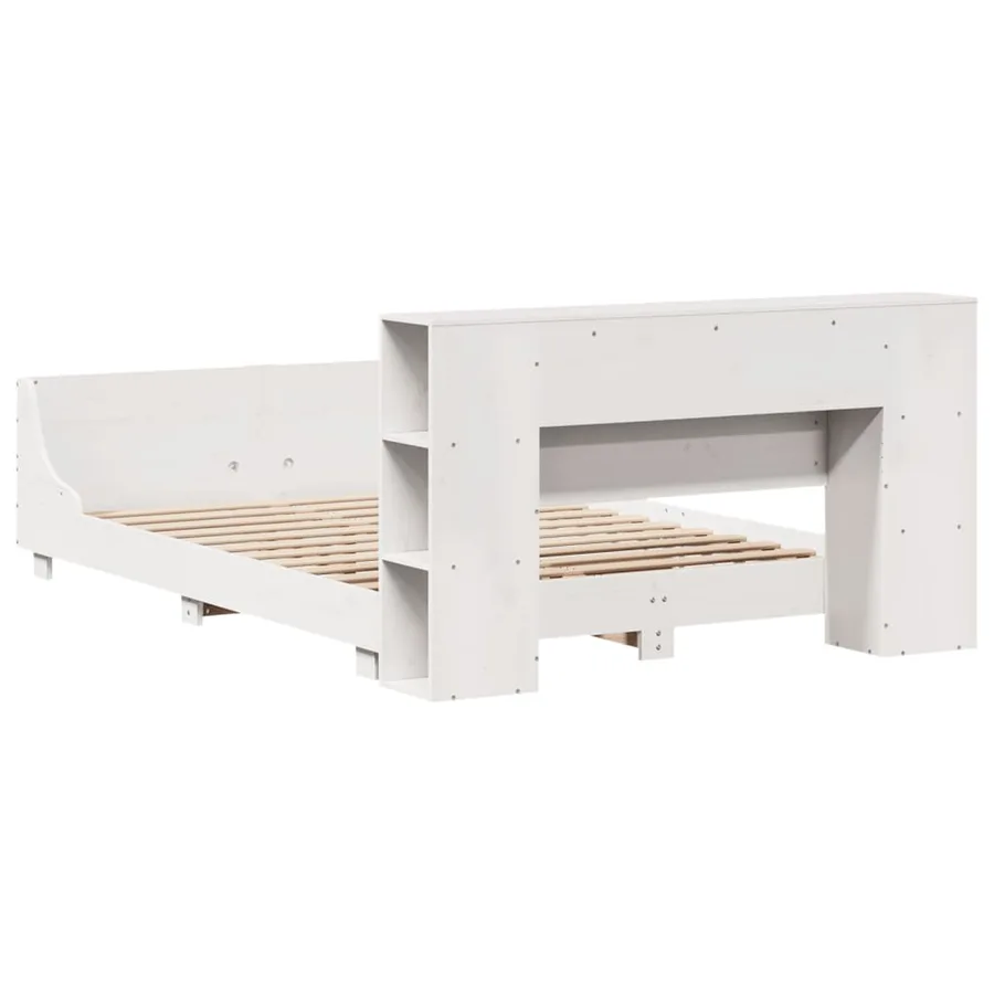 Cadre de lit sans matelas blanc 140x200 cm bois de pin massif - 8