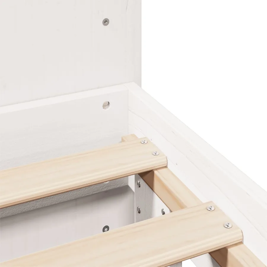 Cadre de lit sans matelas blanc 140x200 cm bois de pin massif - 9