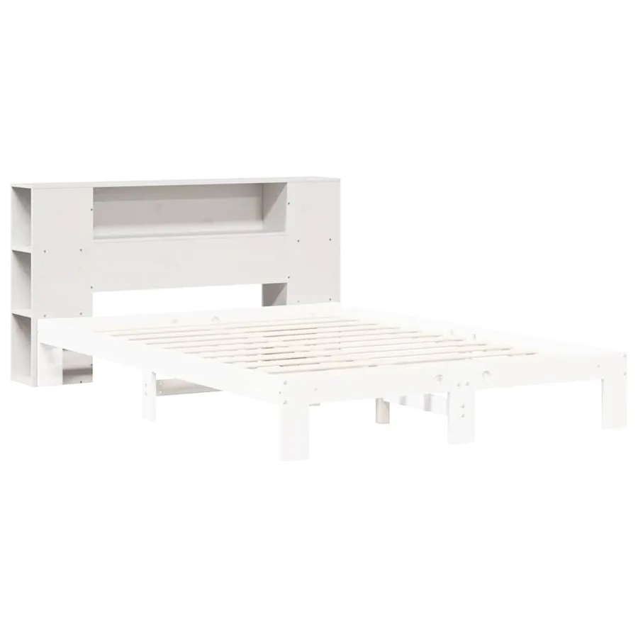 Tête de lit avec rangement blanc 135 cm bois massif de pin - 7