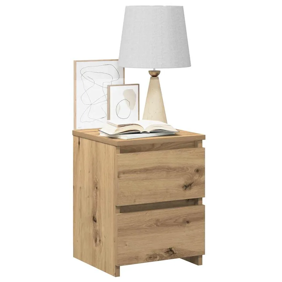 Tables de chevet 2 pcs chêne artisanal bois d'ingénierie - 10