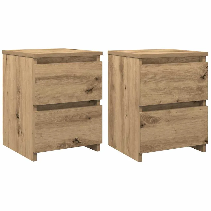 Tables de chevet 2 pcs chêne artisanal bois d'ingénierie - 2