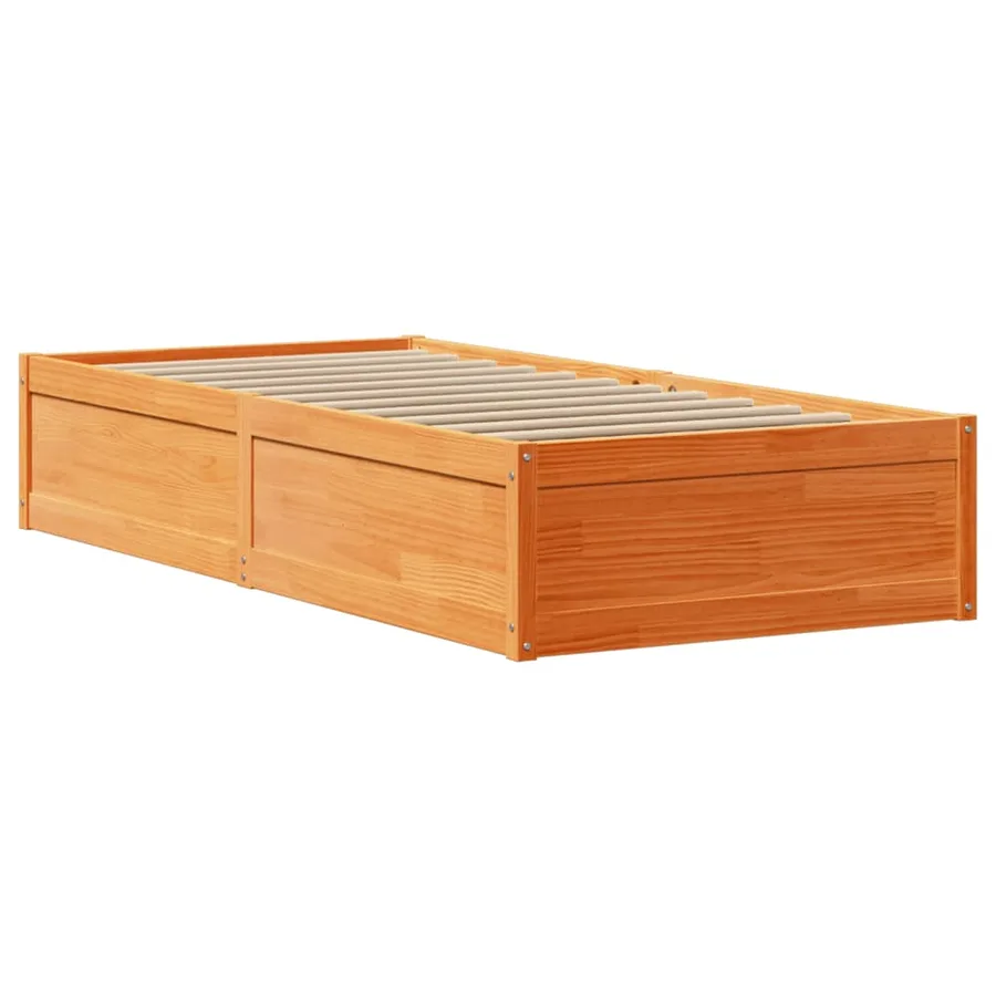 Cadre de lit sans matelas cire marron 100x200cm bois pin massif - 5