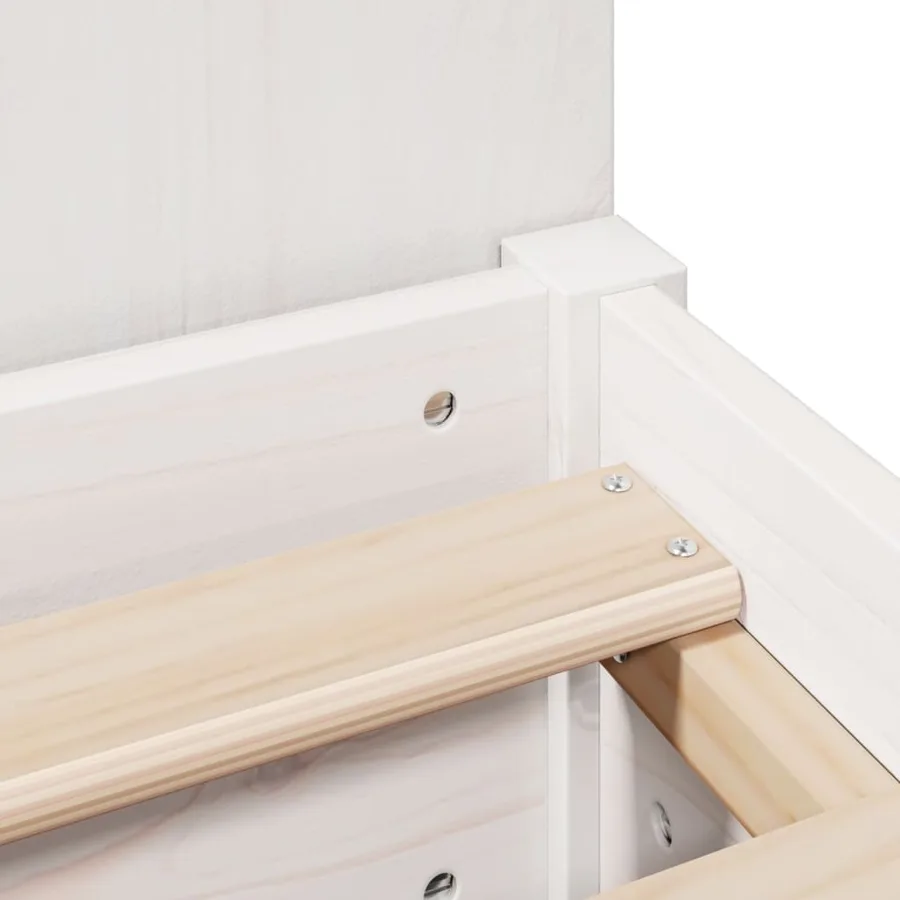 Lit bibliothèque sans matelas blanc 135x190 cm bois pin massif - 10