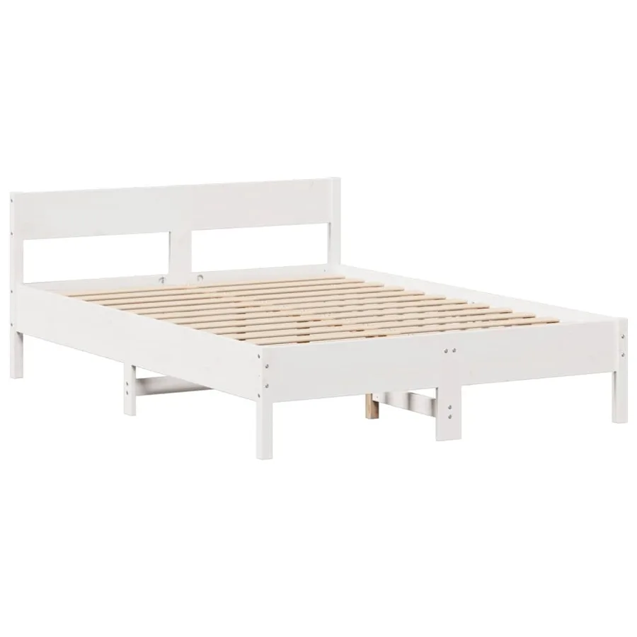 Lit bibliothèque sans matelas blanc 135x190 cm bois pin massif - 8