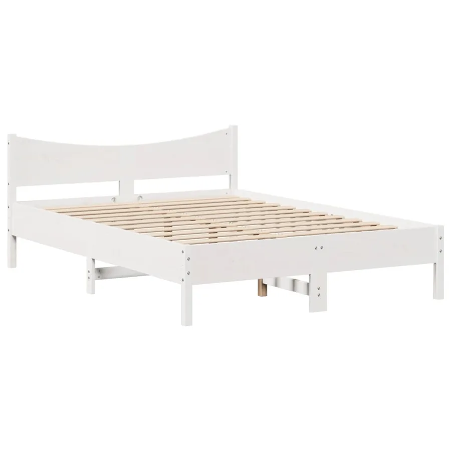Cadre de lit sans matelas blanc 135x190 cm bois de pin massif - 5