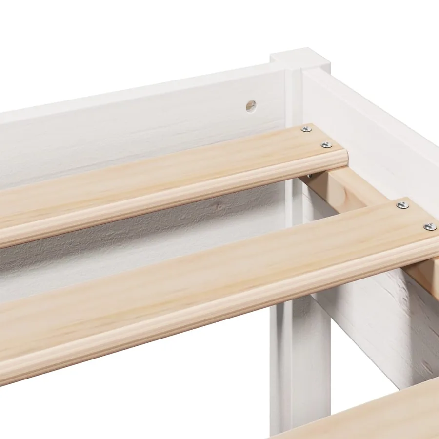 Cadre de lit sans matelas blanc 135x190 cm bois de pin massif - 9
