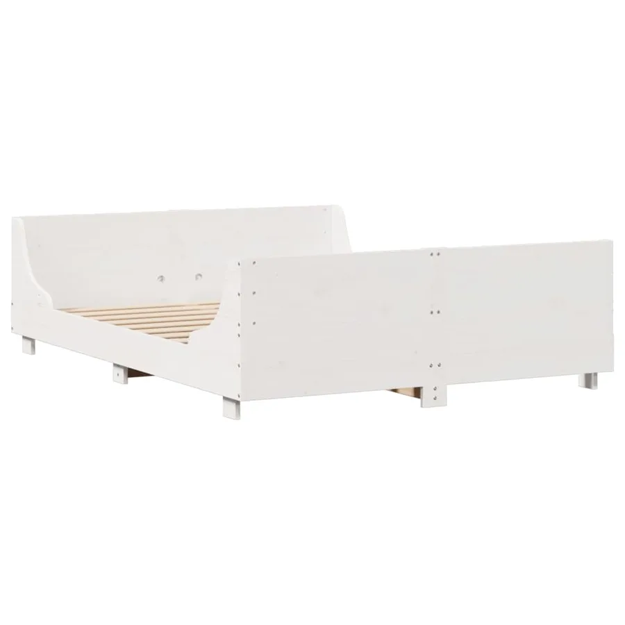 Cadre de lit sans matelas blanc 135x190 cm bois de pin massif - 5