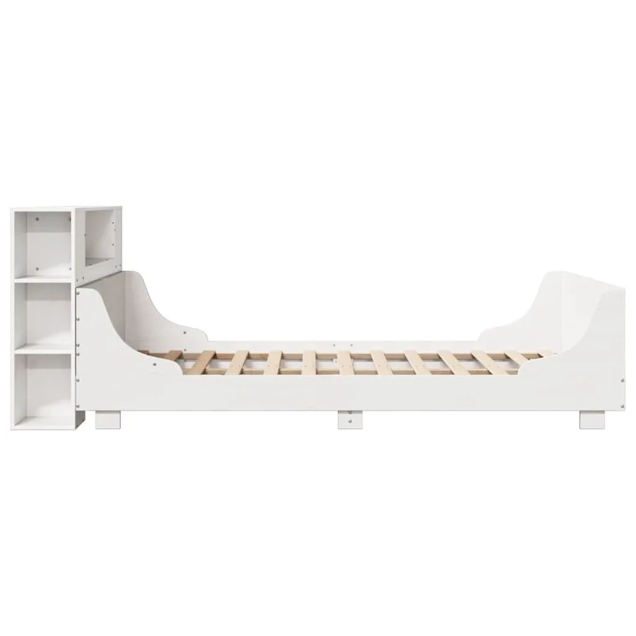 Cadre de lit sans matelas blanc 135x190 cm bois de pin massif - 7