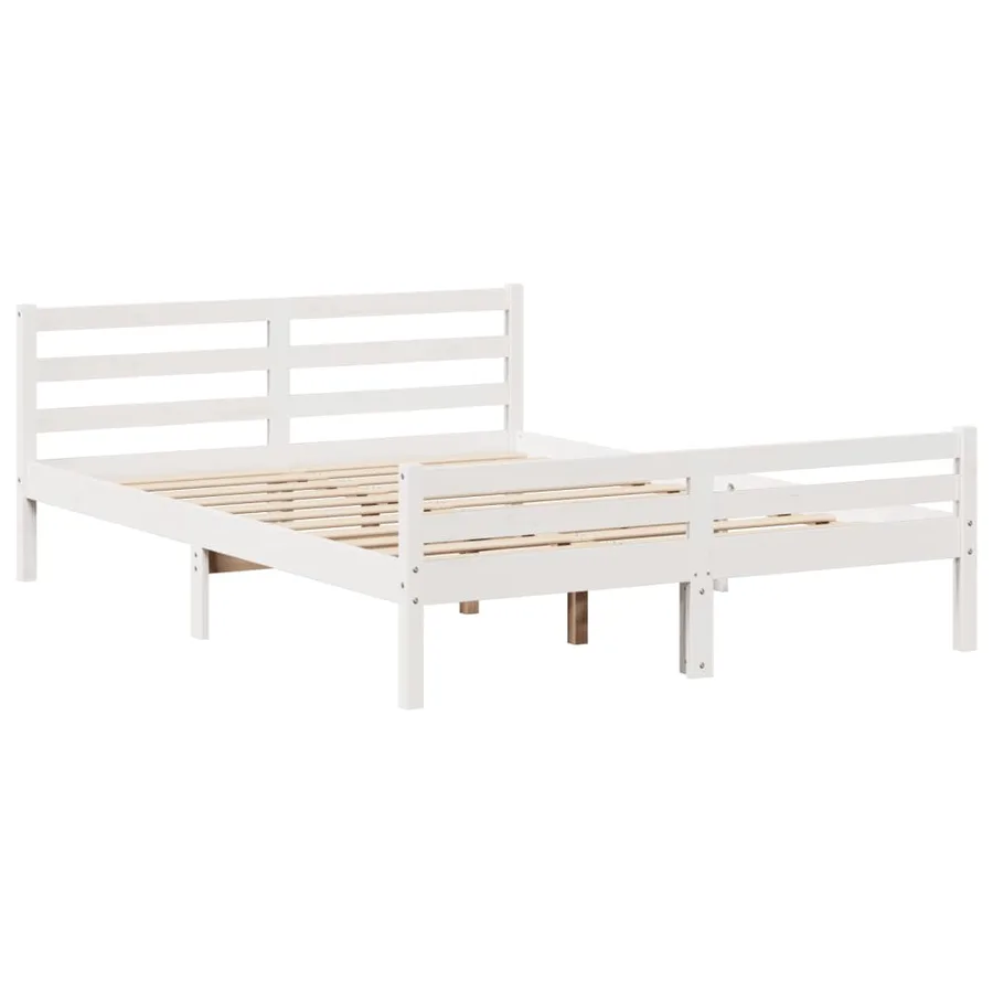 Lit bibliothèque sans matelas blanc 135x190 cm bois pin massif - 8