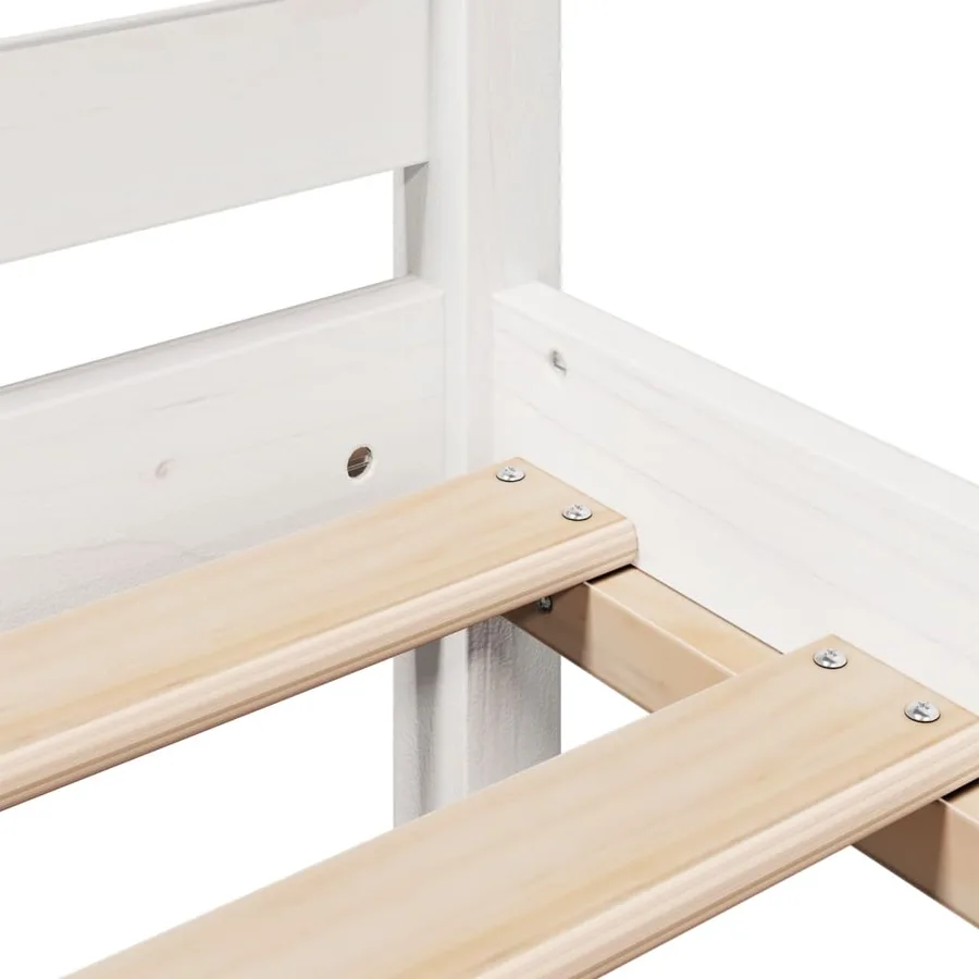 Lit bibliothèque sans matelas blanc 135x190 cm bois pin massif - 9