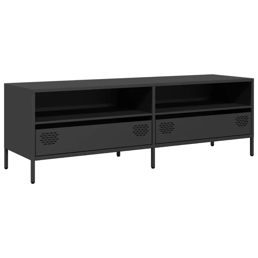 Meuble TV noir 135x39x43,5 cm acier laminé à froid - 2