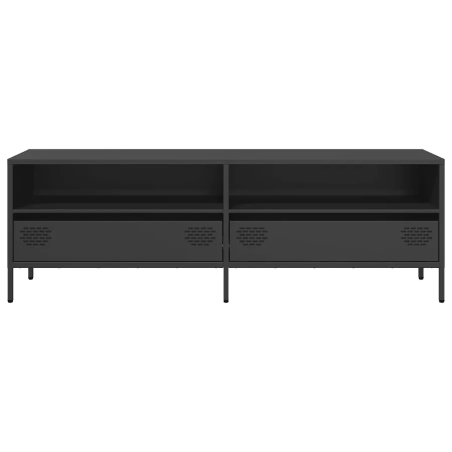 Meuble TV noir 135x39x43,5 cm acier laminé à froid - 4