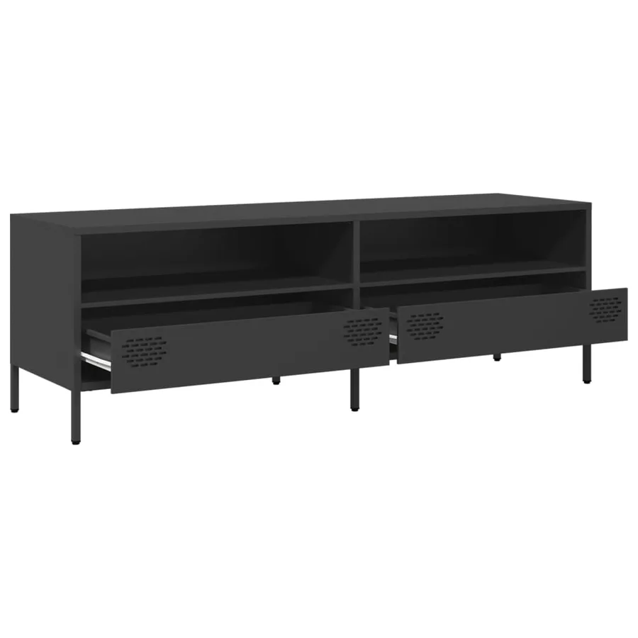 Meuble TV noir 135x39x43,5 cm acier laminé à froid - 5