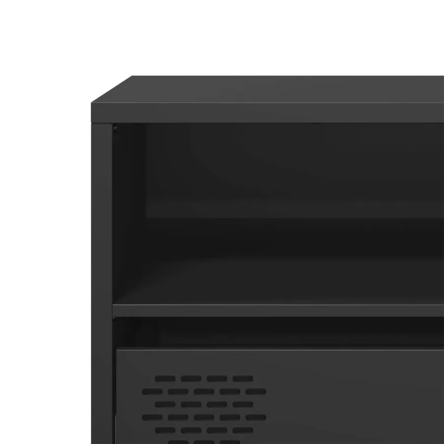 Meuble TV noir 135x39x43,5 cm acier laminé à froid - 9