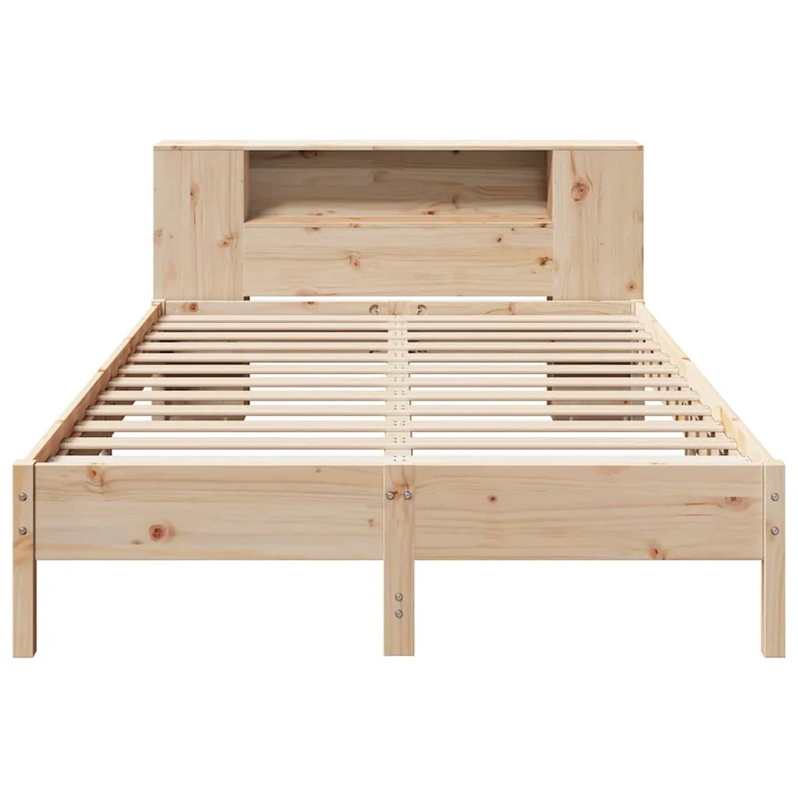 Lit bibliothèque sans matelas 135x190 cm bois de pin massif - 4