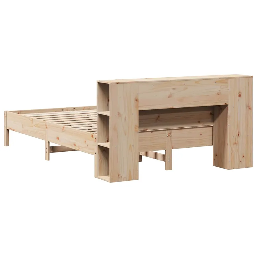 Lit bibliothèque sans matelas 135x190 cm bois de pin massif - 6