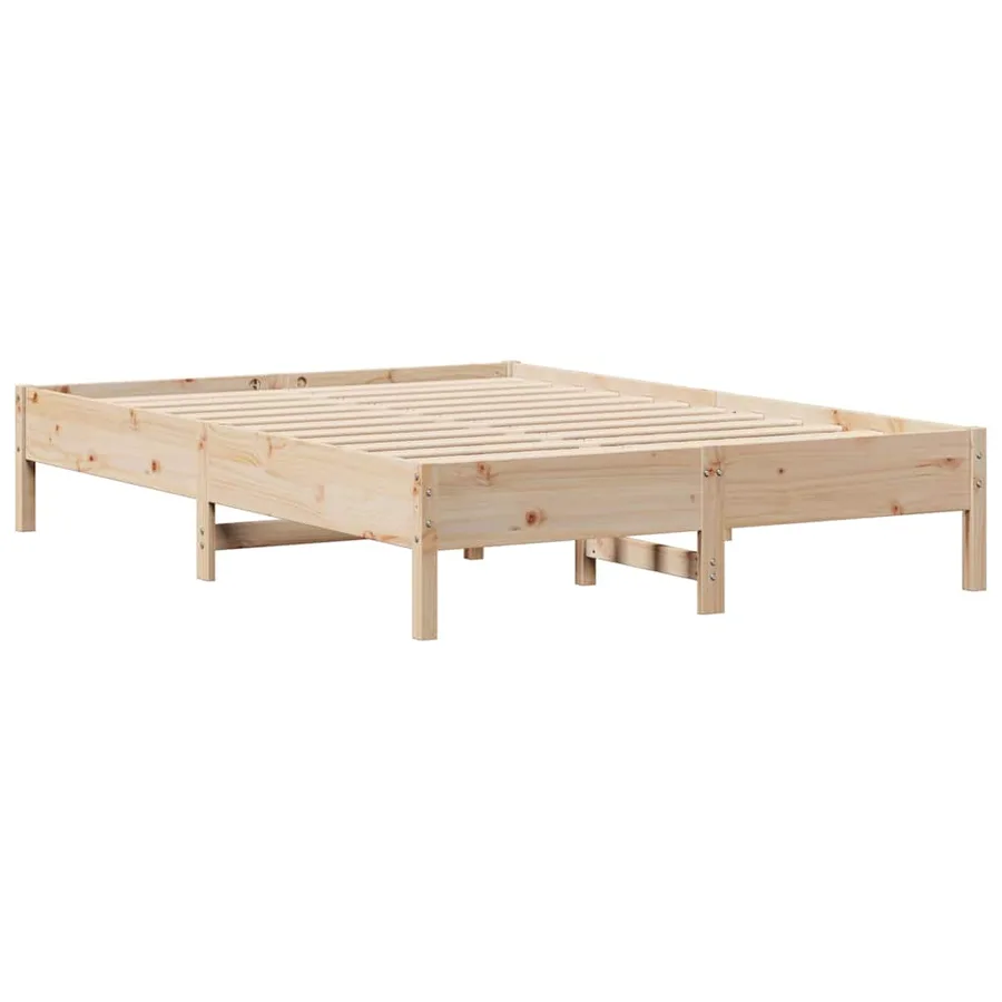 Lit bibliothèque sans matelas 135x190 cm bois de pin massif - 8