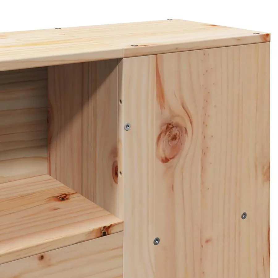 Lit bibliothèque sans matelas 135x190 cm bois de pin massif - 9