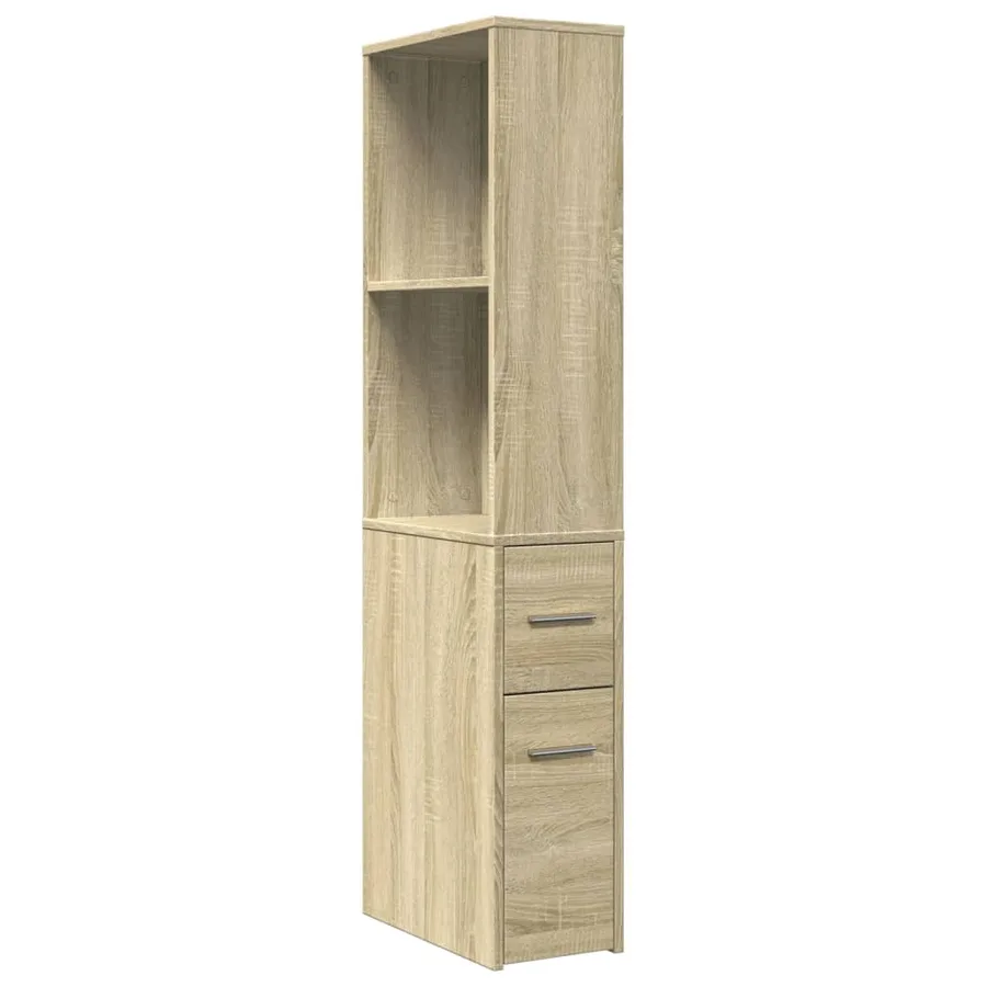 Armoire de salle de bain étroite avec roulettes chêne sonoma - 2