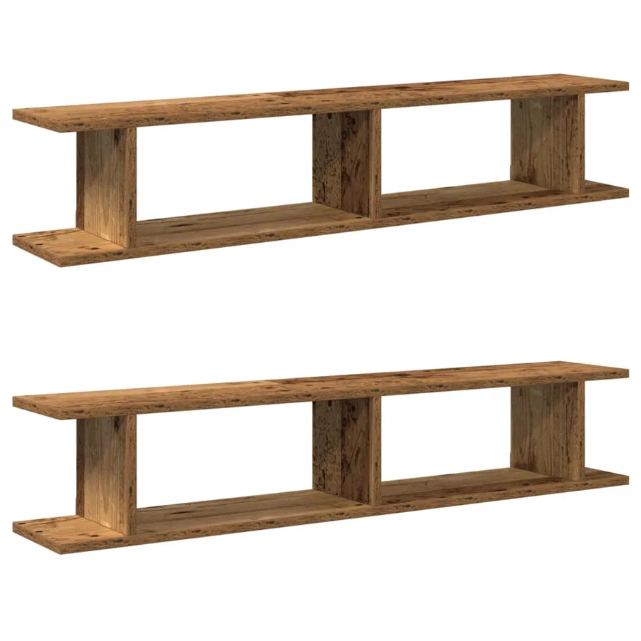Étagères murales 2 pcs vieux bois 105x18x20cm bois d'ingénierie - 2