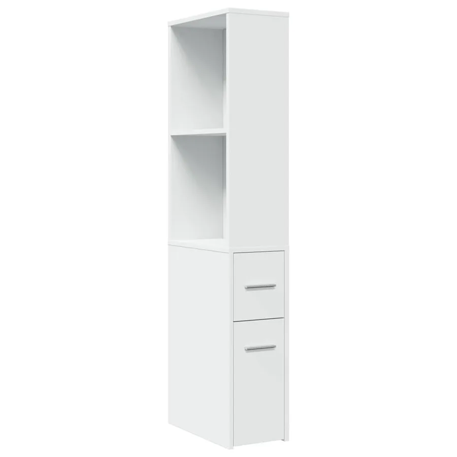 Armoire de salle de bain étroite avec roulettes blanc - 2
