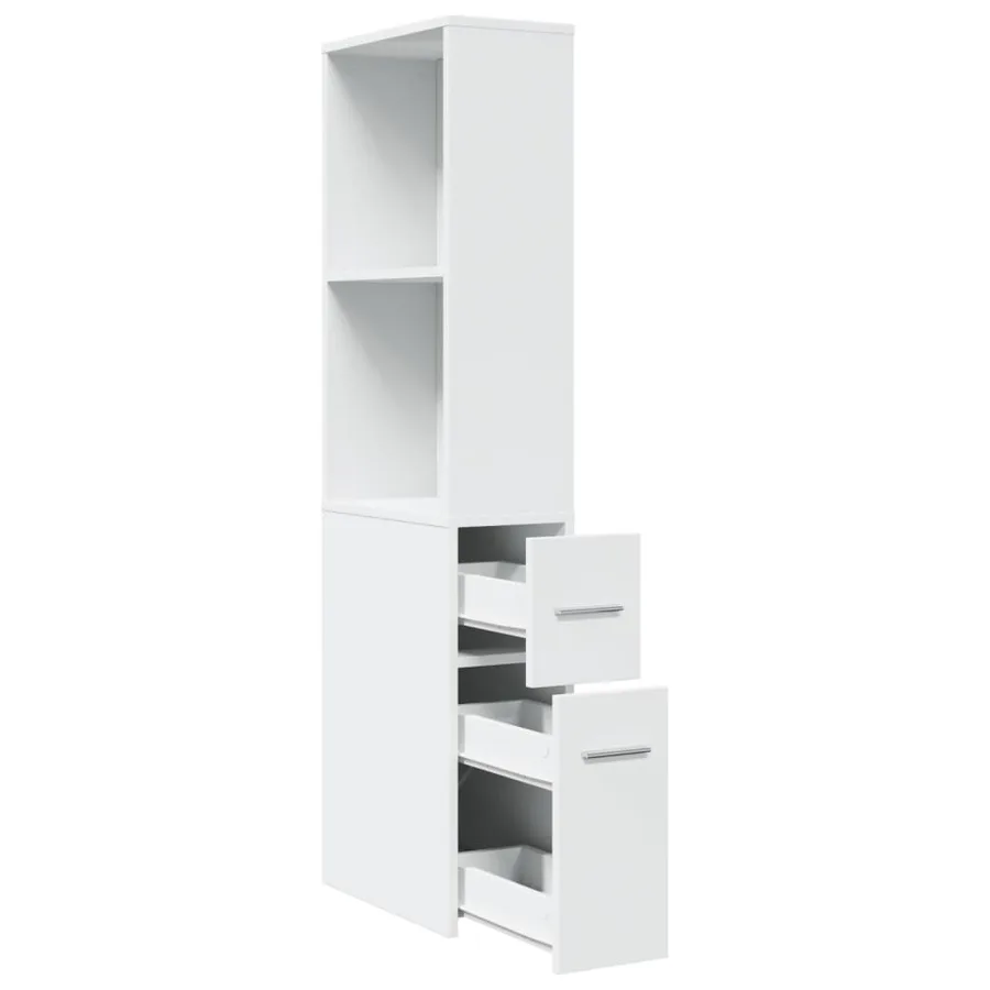 Armoire de salle de bain étroite avec roulettes blanc - 7