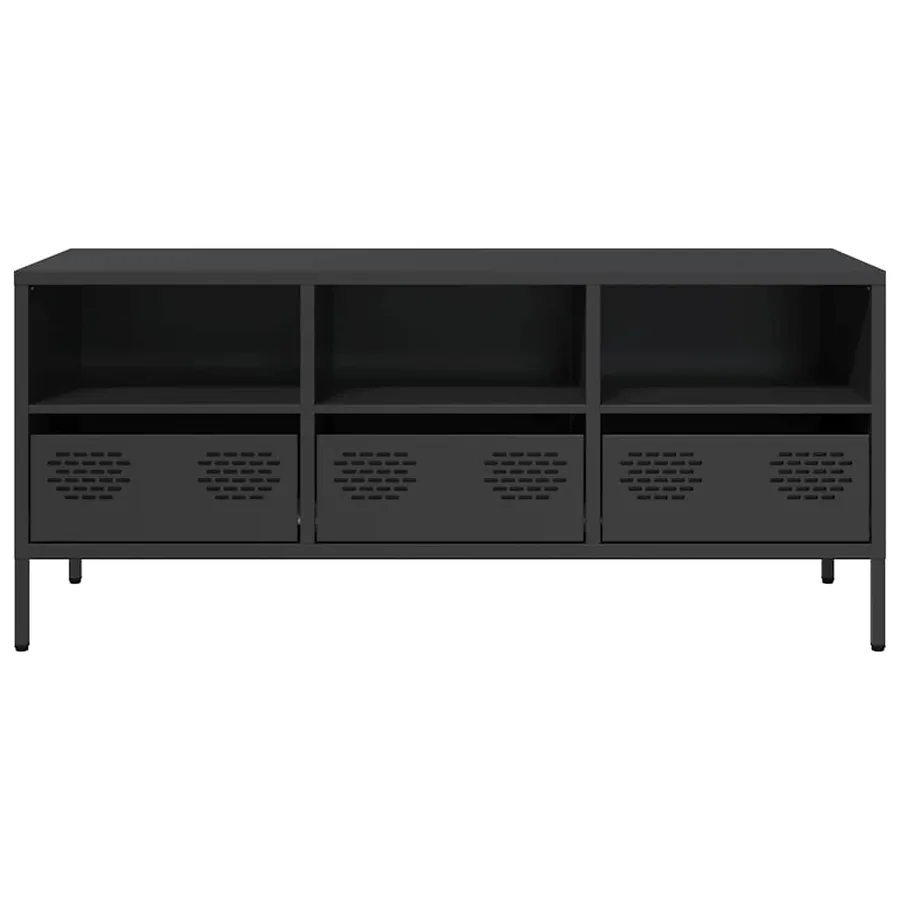 Meuble TV noir 101,5x39x43,5 cm acier laminé à froid - 4
